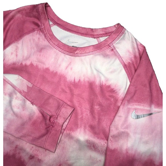 Nike Pro Combat Women's L Pink Tie Dye Long‎ Sleeve Shirt Thumb holes - Picture 1 of 8